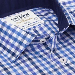 Men's TM Lewin Navy/Blue Check Cotton Shirt (16/35) (EUC)